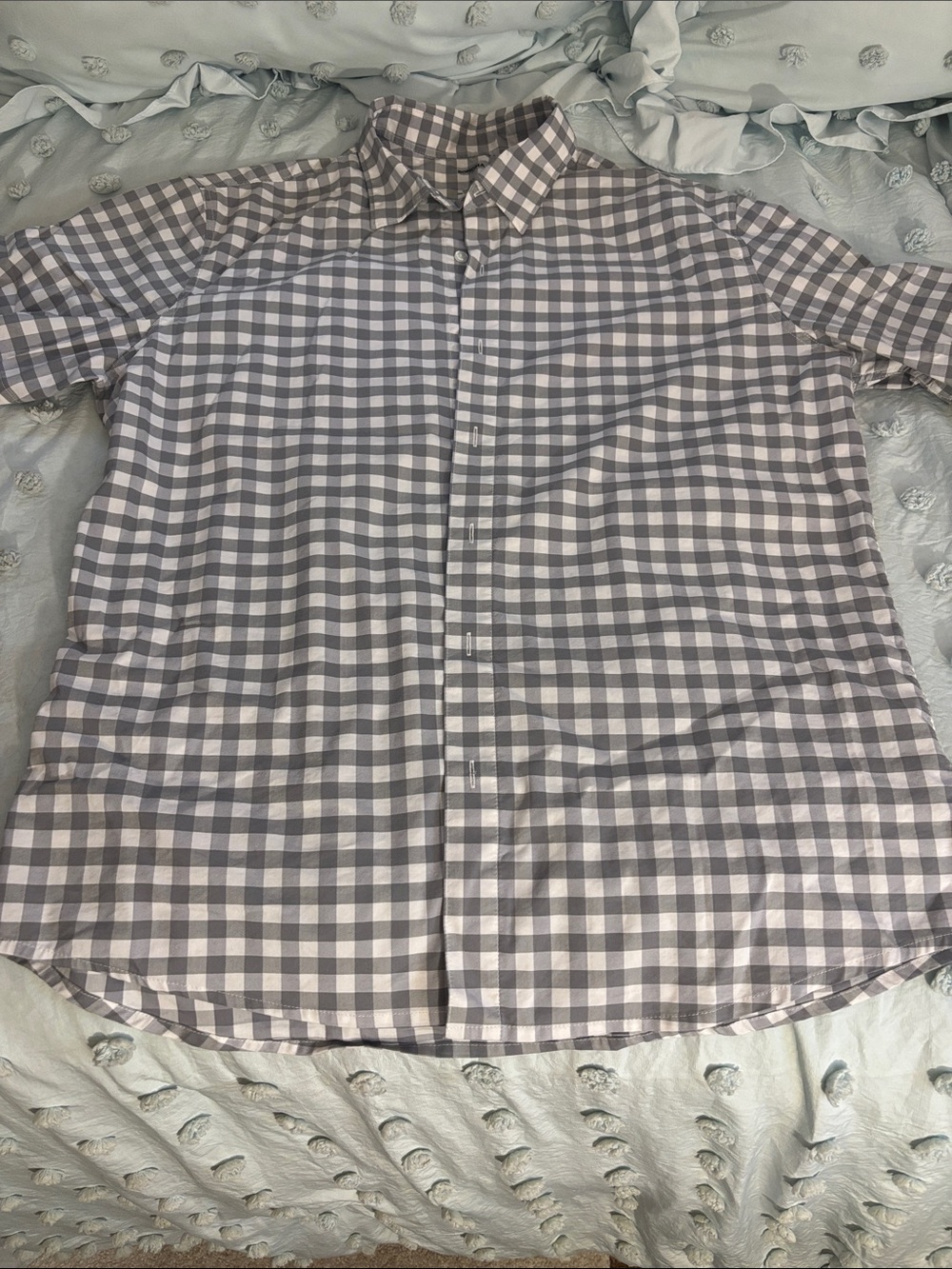 Sonoma Gray and White Check Short Sleeve Button-Down Shirt